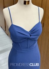 Phoebe | Mermaid Twist - Front Navy Blue Chiffon Long Bridesmaid Dress - Price #price_variant_lowest# - Navy Blue - PromDressClub